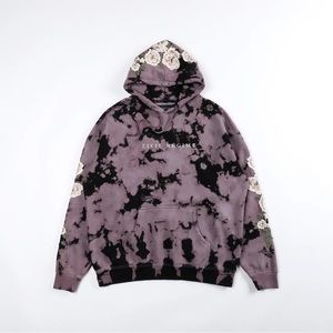 CIVIL REGIME (WHITE) ROSES HOODIE IN MOON DUST WASH (L)